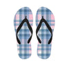 Pastel Blue And Pink Plaid Tartan Men's Flip Flops-grizzshop