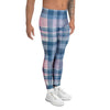 Pastel Blue And Pink Plaid Tartan Men's Leggings-grizzshop