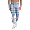 Pastel Blue And Pink Plaid Tartan Men's Leggings-grizzshop