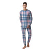 Pastel Blue And Pink Plaid Tartan Men's Pajamas-grizzshop