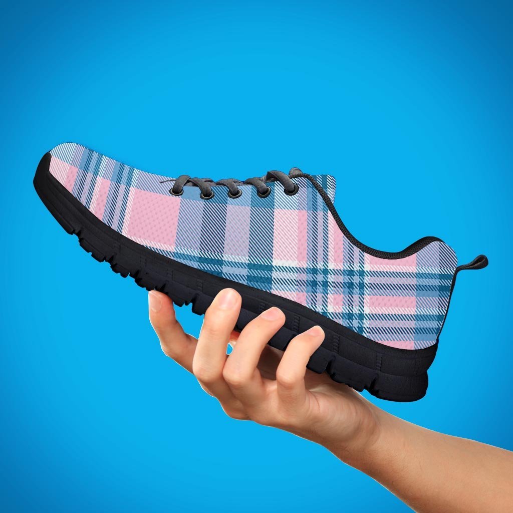 Pastel Blue And Pink Plaid Tartan Men's Sneakers-grizzshop