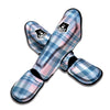 Pastel Blue And Pink Plaid Tartan Muay Thai Shin Guard-grizzshop