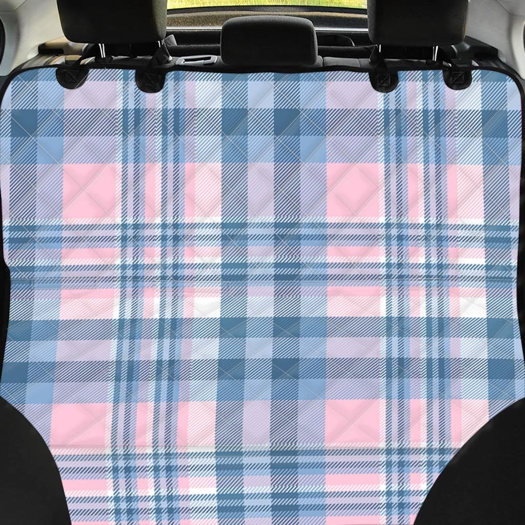 Pastel Blue And Pink Plaid Tartan Pet Car Seat Cover-grizzshop