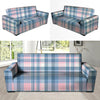 Pastel Blue And Pink Plaid Tartan Sofa Cover-grizzshop