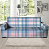 Pastel Blue And Pink Plaid Tartan Sofa Cover-grizzshop