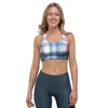 Pastel Blue And Pink Plaid Tartan Sports Bra-grizzshop