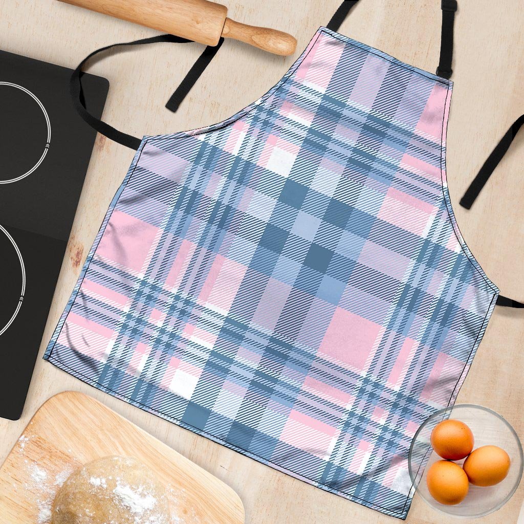 Pastel Blue And Pink Plaid Tartan Women's Apron-grizzshop