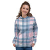 Pastel Blue And Pink Plaid Tartan Women's Hoodie-grizzshop