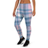 Pastel Blue And Pink Plaid Tartan Women's Joggers-grizzshop