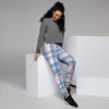 Pastel Blue And Pink Plaid Tartan Women's Joggers-grizzshop