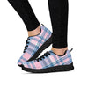 Pastel Blue And Pink Plaid Tartan Women's Sneakers-grizzshop