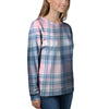 Pastel Blue And Pink Plaid Tartan Women's Sweatshirt-grizzshop