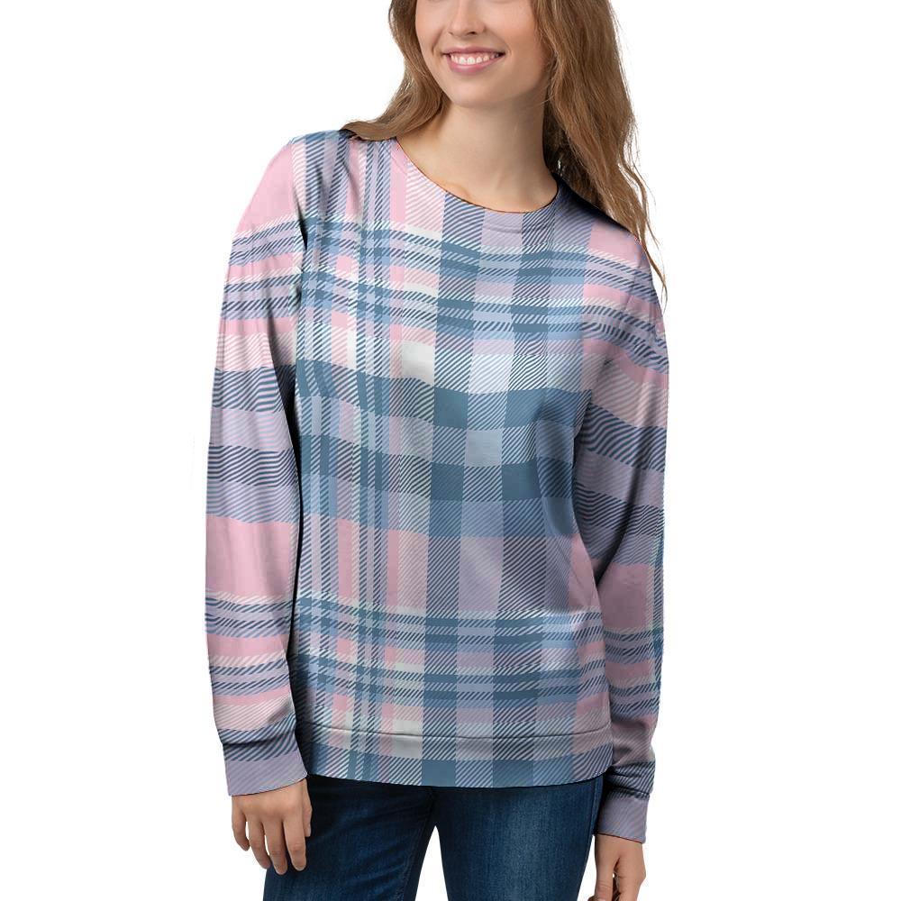 Pastel Blue And Pink Plaid Tartan Women's Sweatshirt-grizzshop