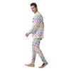 Pastel Checkered Flag Print Men's Pajamas-grizzshop