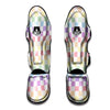 Pastel Checkered Flag Print Muay Thai Shin Guards-grizzshop