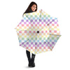 Pastel Checkered Flag Print Umbrella-grizzshop