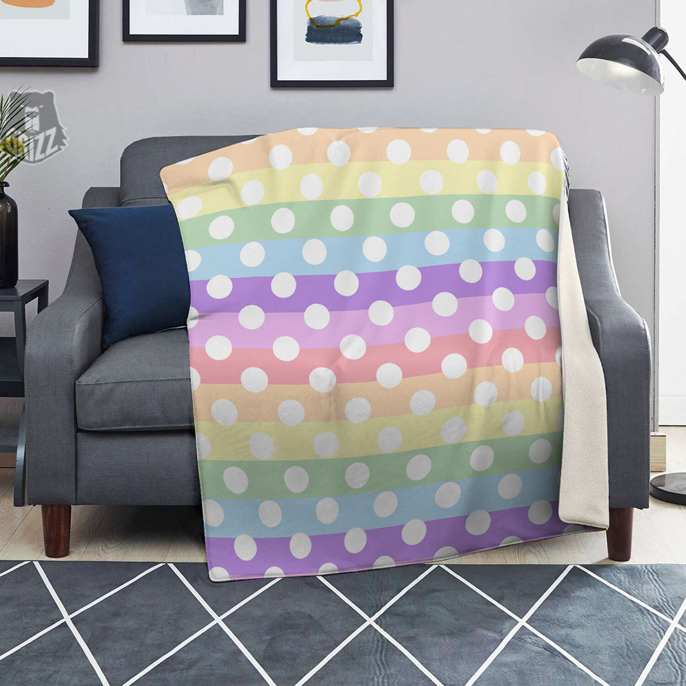 Pastel Color Polka Dot Print Pattern Blanket-grizzshop