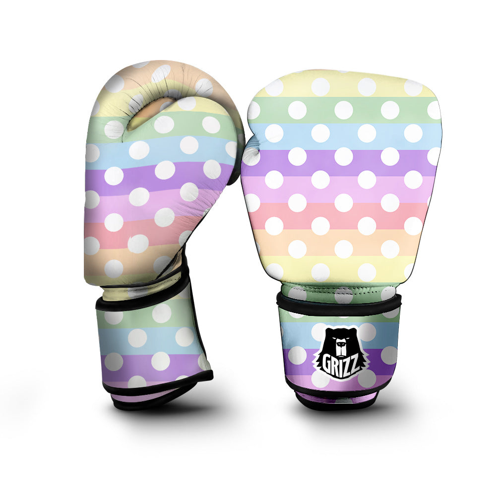 Pastel Color Polka Dot Print Pattern Boxing Gloves-grizzshop