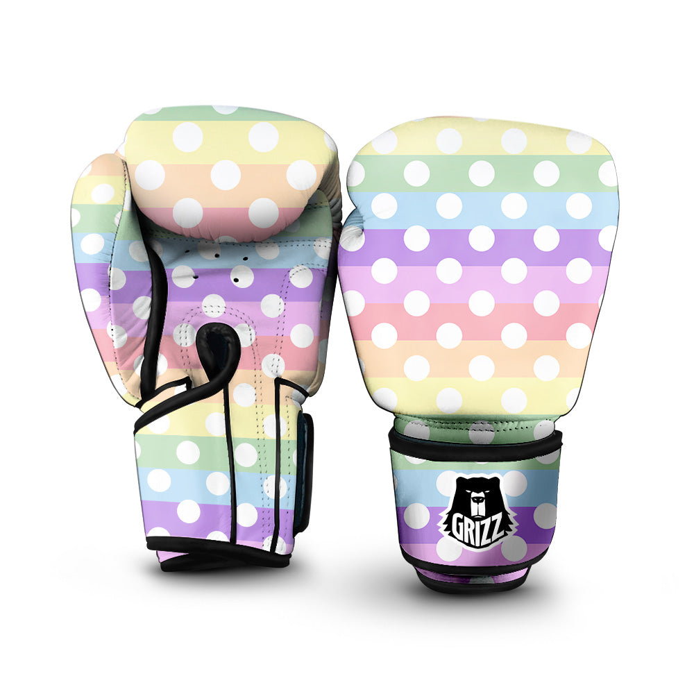 Pastel Color Polka Dot Print Pattern Boxing Gloves-grizzshop