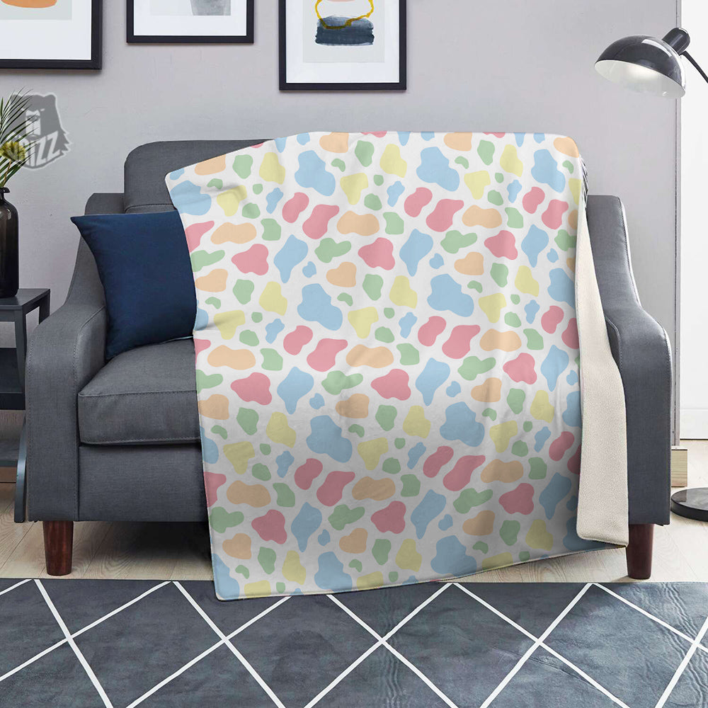 Pastel Cow Print Pattern Blanket-grizzshop