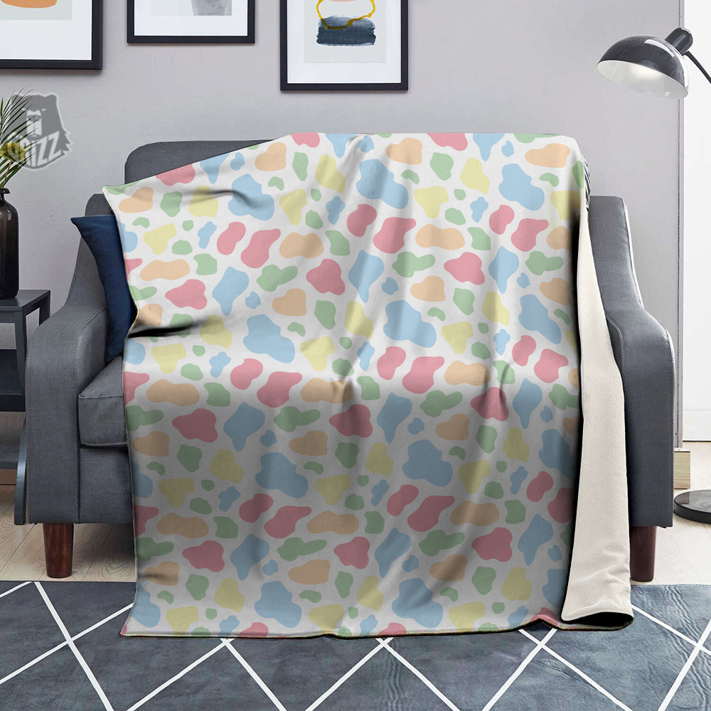 Pastel Cow Print Pattern Blanket-grizzshop