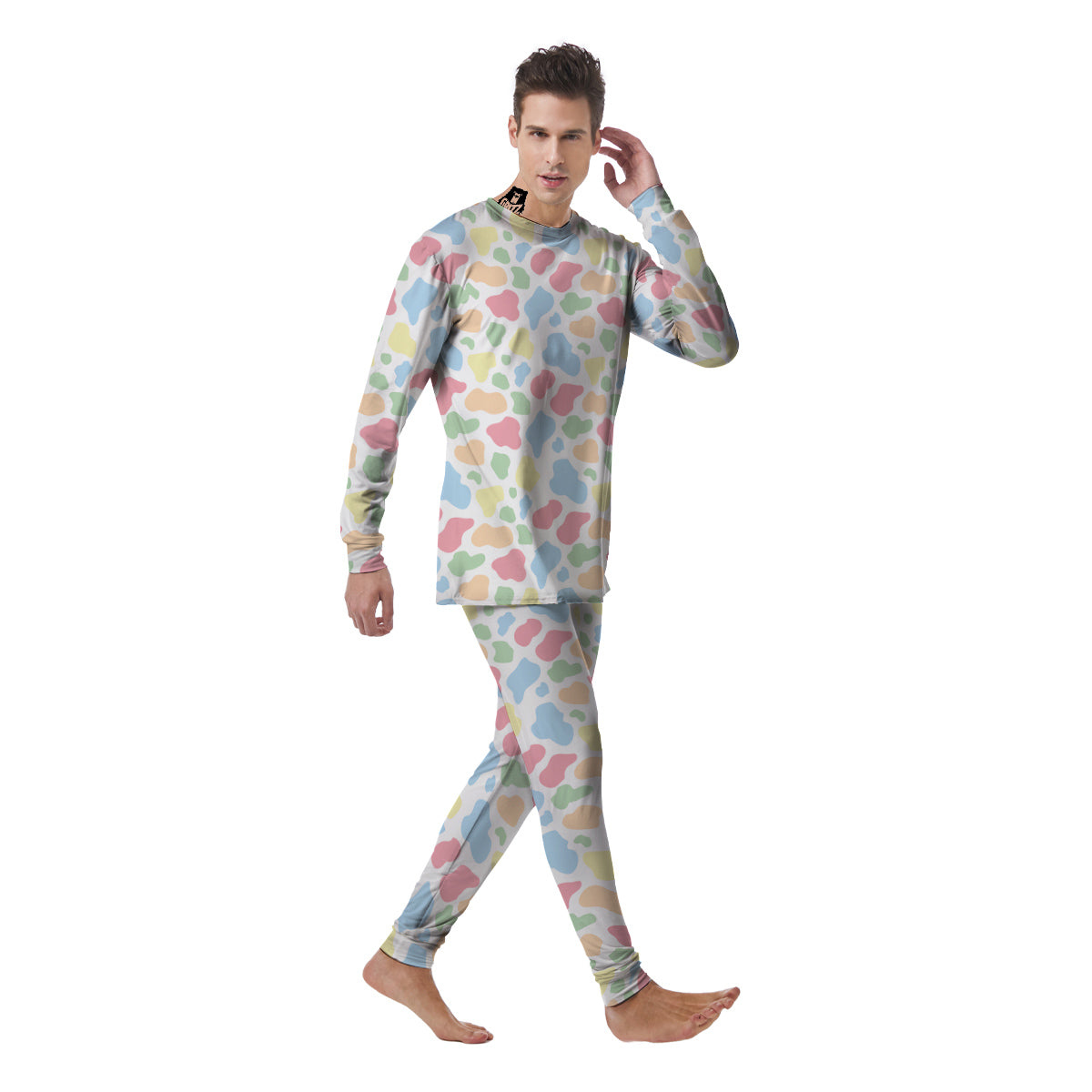 Pastel Cow Print Pattern Men's Pajamas-grizzshop