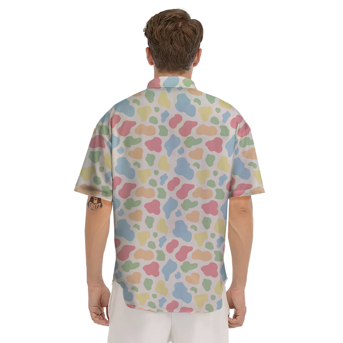 Pastel Cow Print Pattern Men's Short Sleeve Shirts-grizzshop