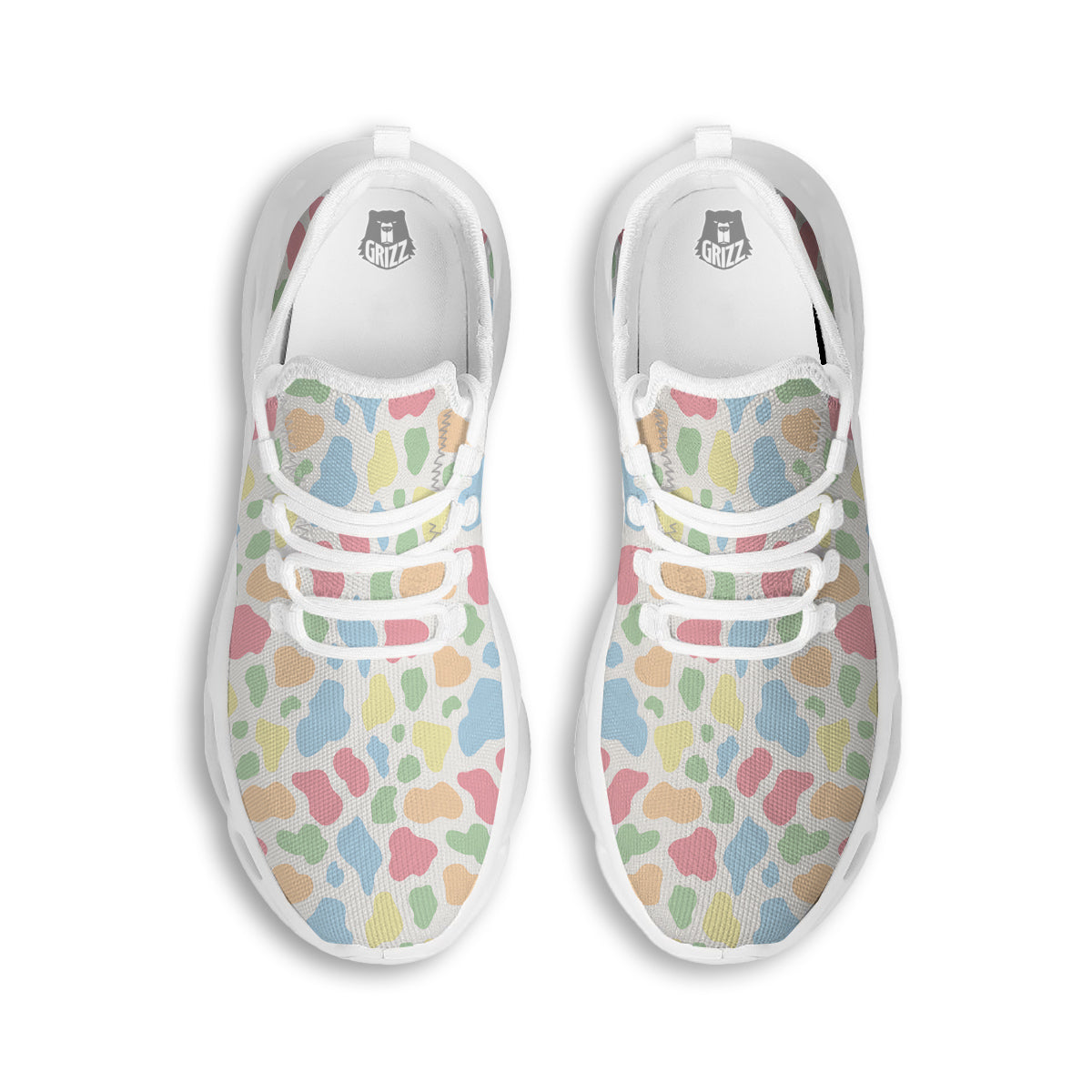 Pastel Cow Print Pattern White Running Shoes-grizzshop
