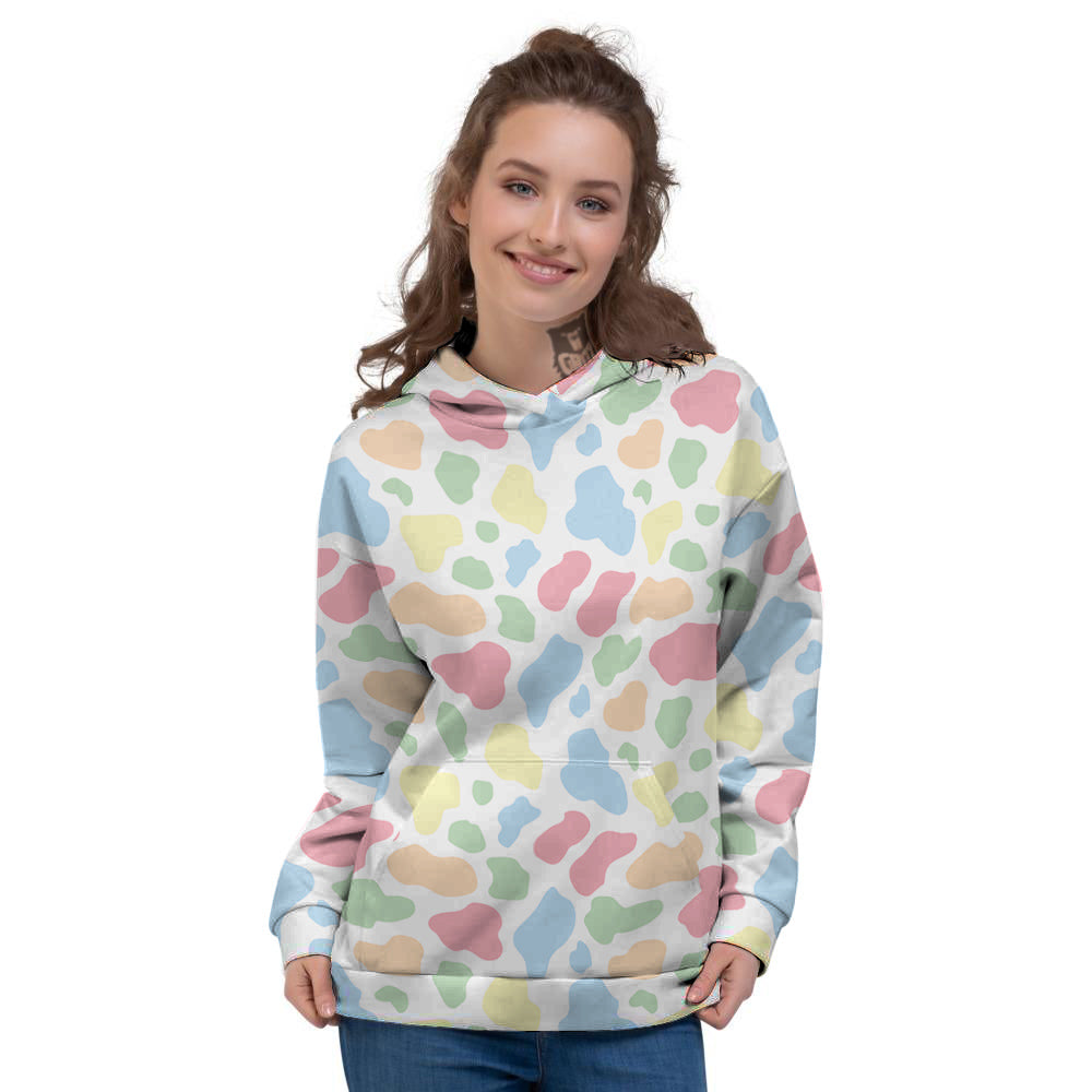 Pastel Cow Print Pattern Women's Hoodie-grizzshop