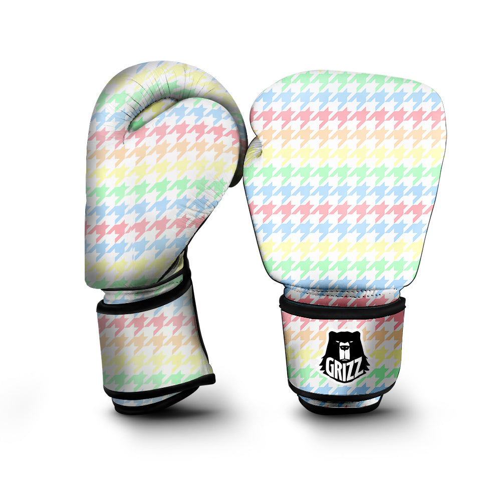 Pastel Houndstooth Print Boxing Gloves-grizzshop