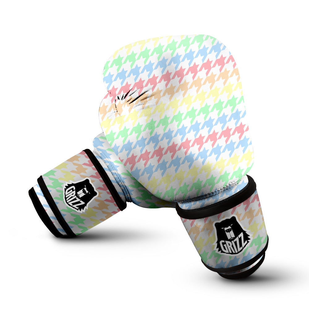 Pastel Houndstooth Print Boxing Gloves-grizzshop