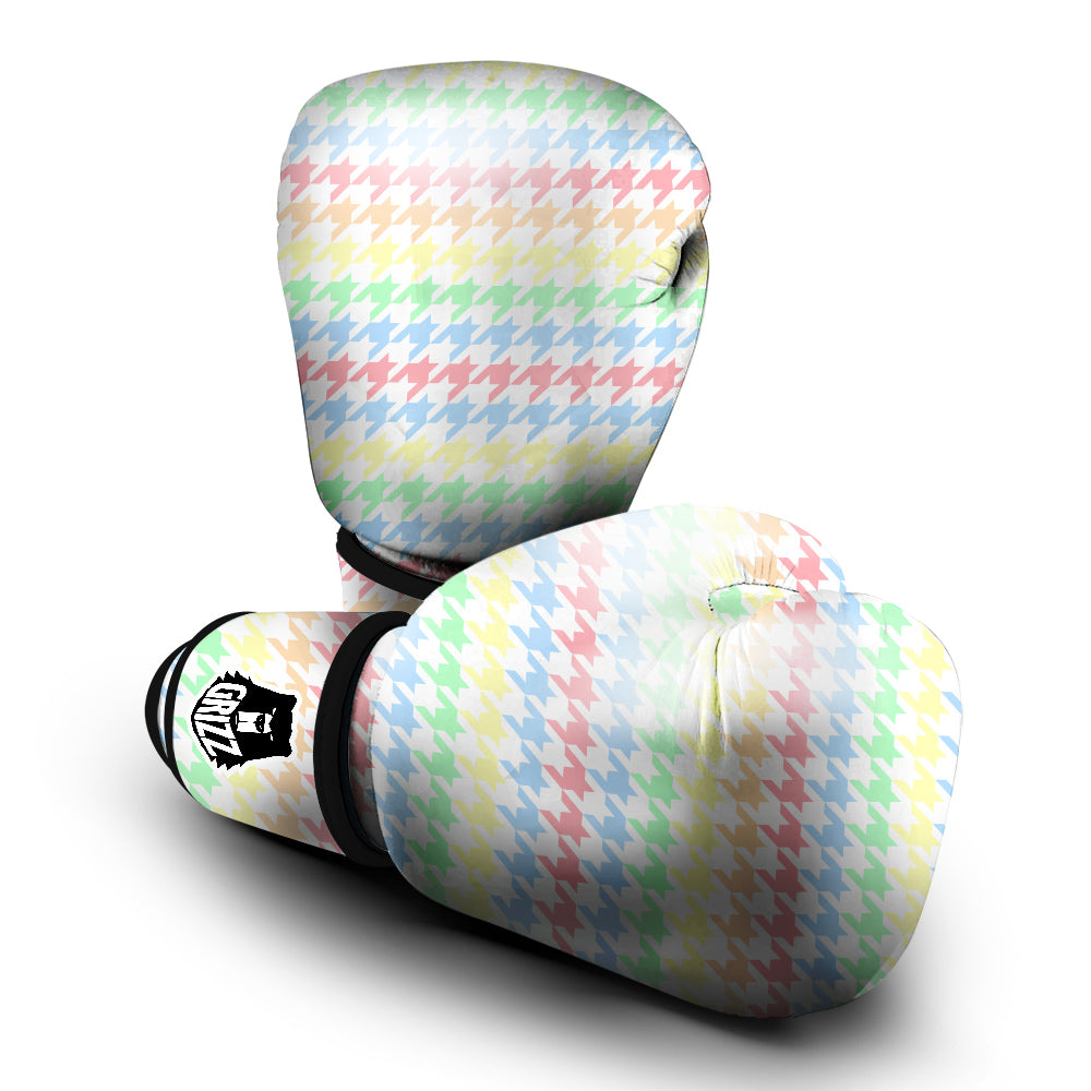 Pastel Houndstooth Print Boxing Gloves-grizzshop