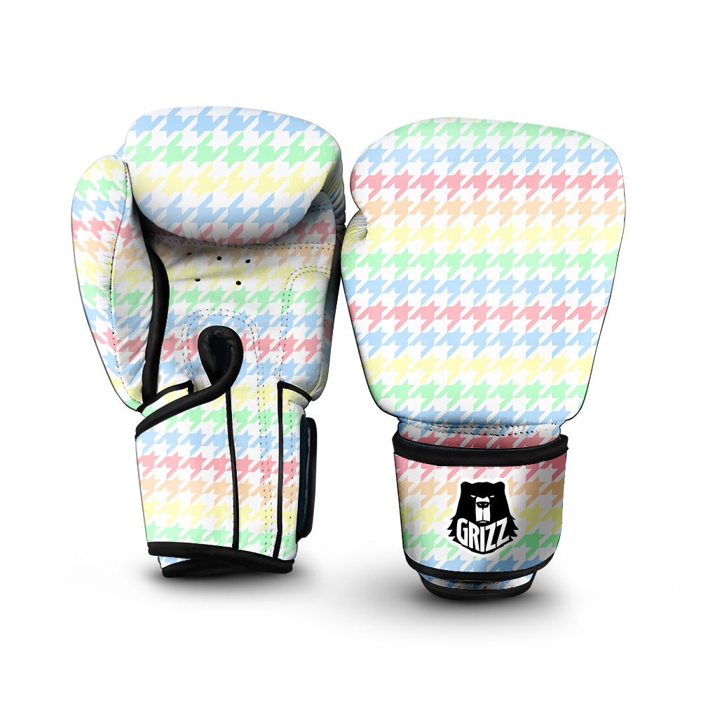 Pastel Houndstooth Print Boxing Gloves-grizzshop