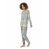 Pastel Houndstooth Print Women's Pajamas-grizzshop