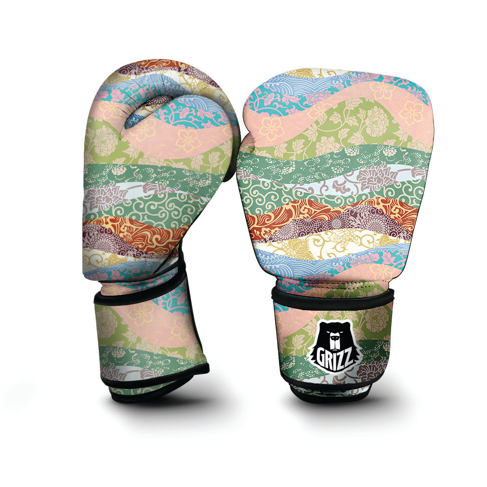 Pastel Japanese Fabric Traditional Print Pattern Boxing Gloves-grizzshop