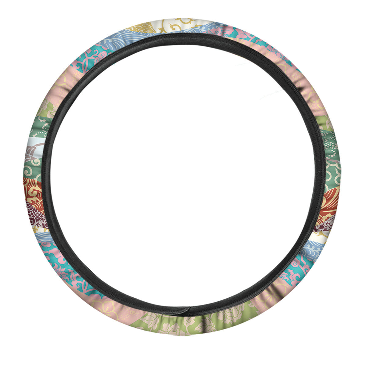 Pastel Japanese Fabric Traditional Print Pattern Car Steering Wheel Cover-grizzshop