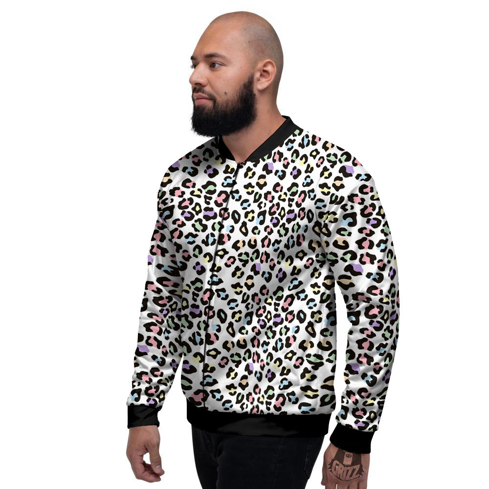 Pastel Leopard Print Pattern Men's Bomber Jacket-grizzshop