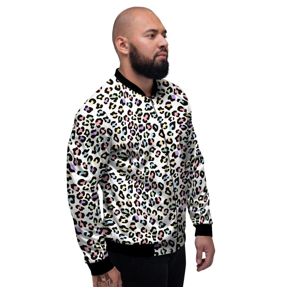 Pastel Leopard Print Pattern Men's Bomber Jacket-grizzshop