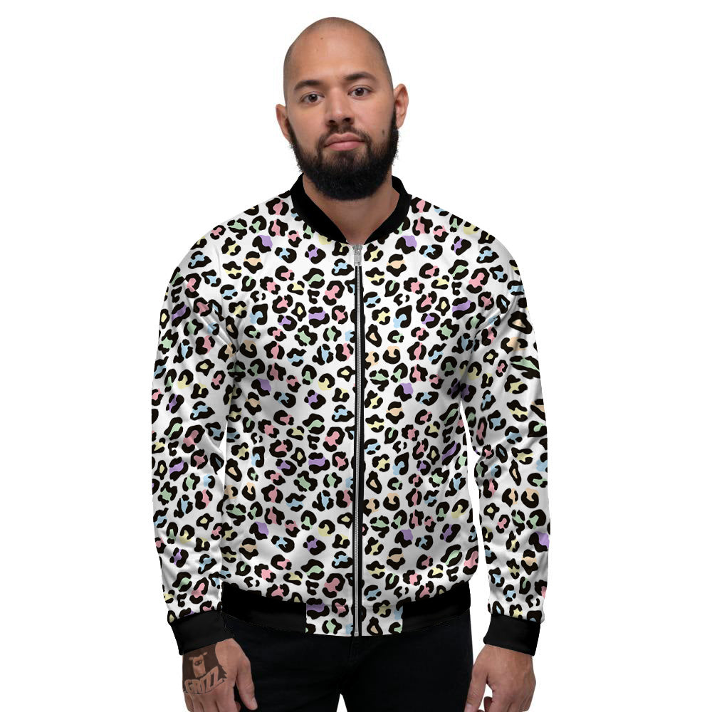 Pastel Leopard Print Pattern Men's Bomber Jacket-grizzshop