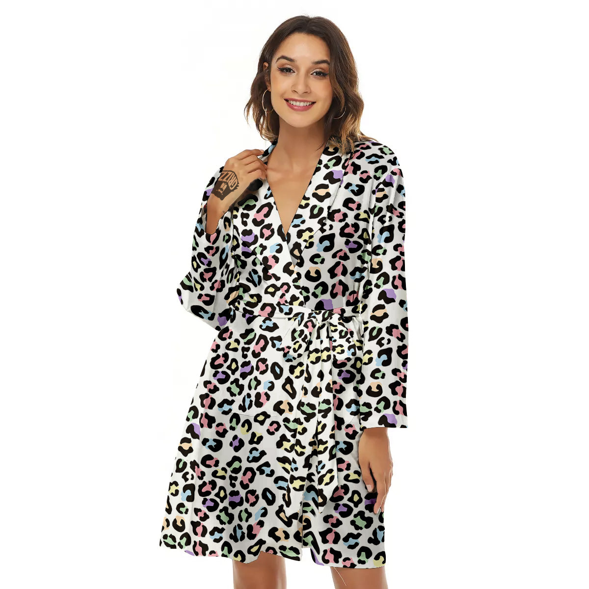 Pastel Leopard Print Pattern Women's Robe-grizzshop