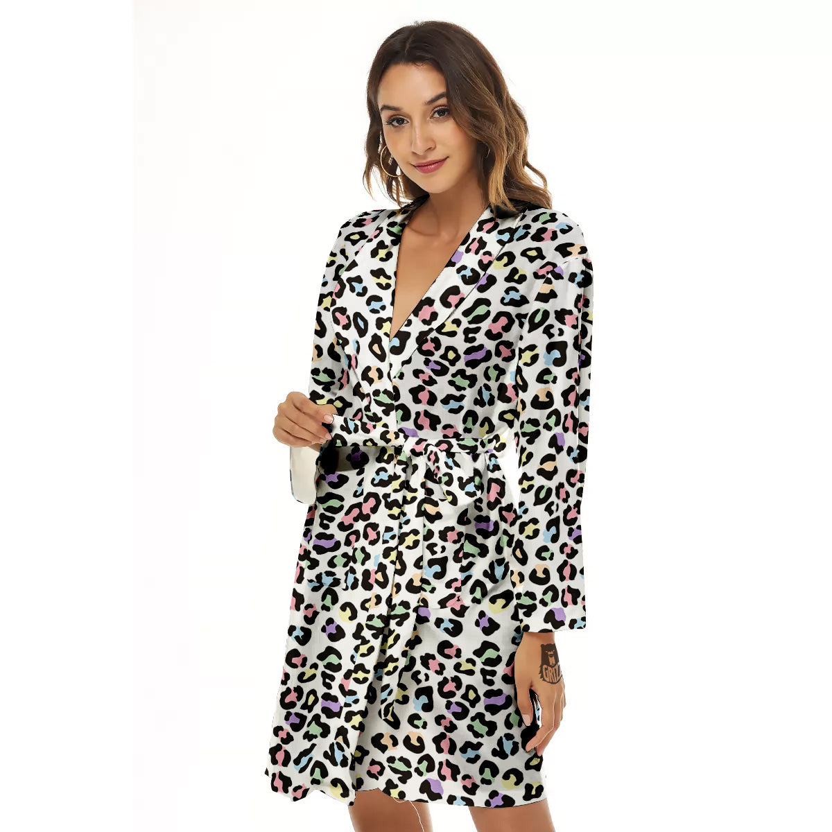 Pastel Leopard Print Pattern Women's Robe-grizzshop