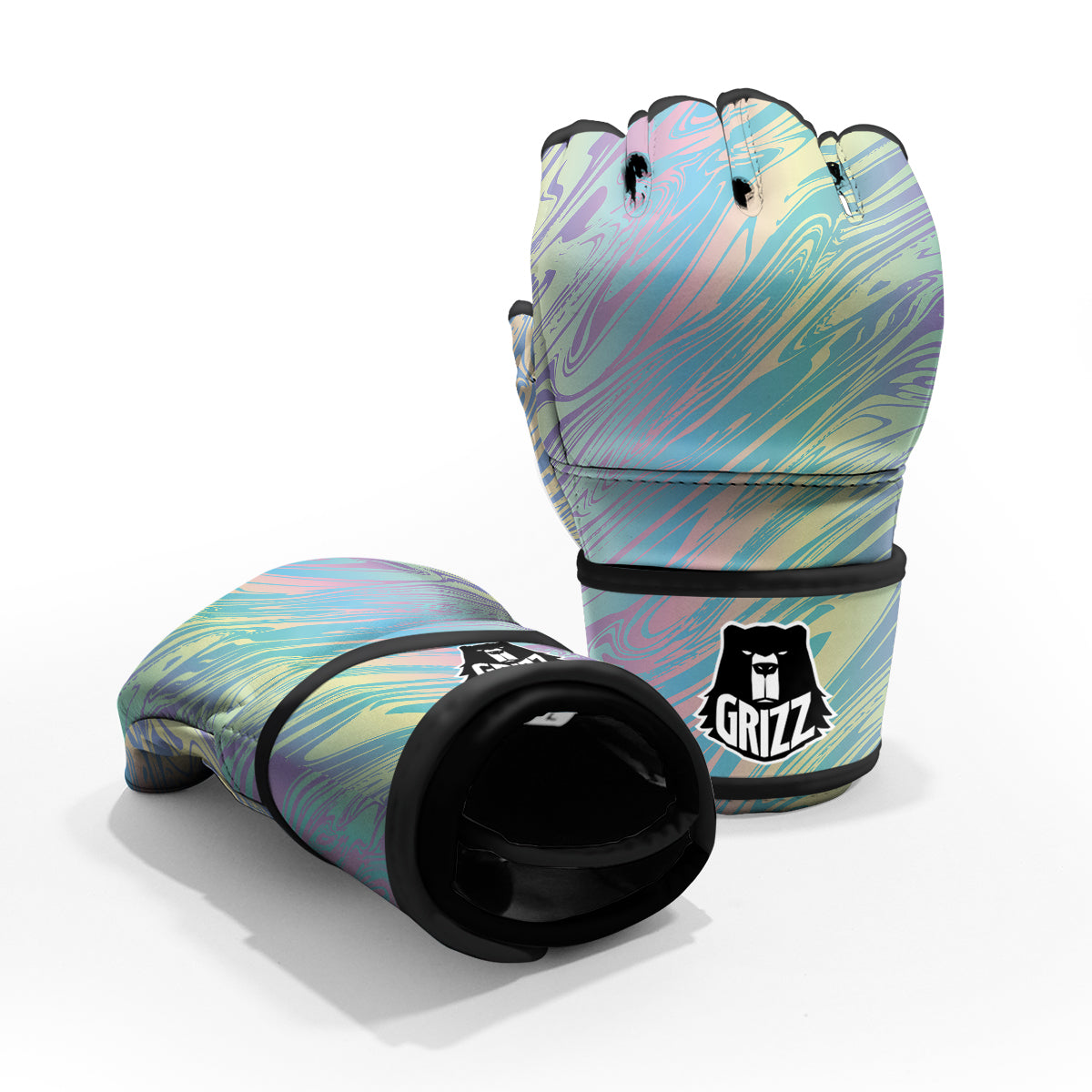 Pastel Liquid Marble Holographic Print MMA Gloves-grizzshop