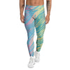 Pastel Liquid Marble Holographic Print Men's Leggings-grizzshop