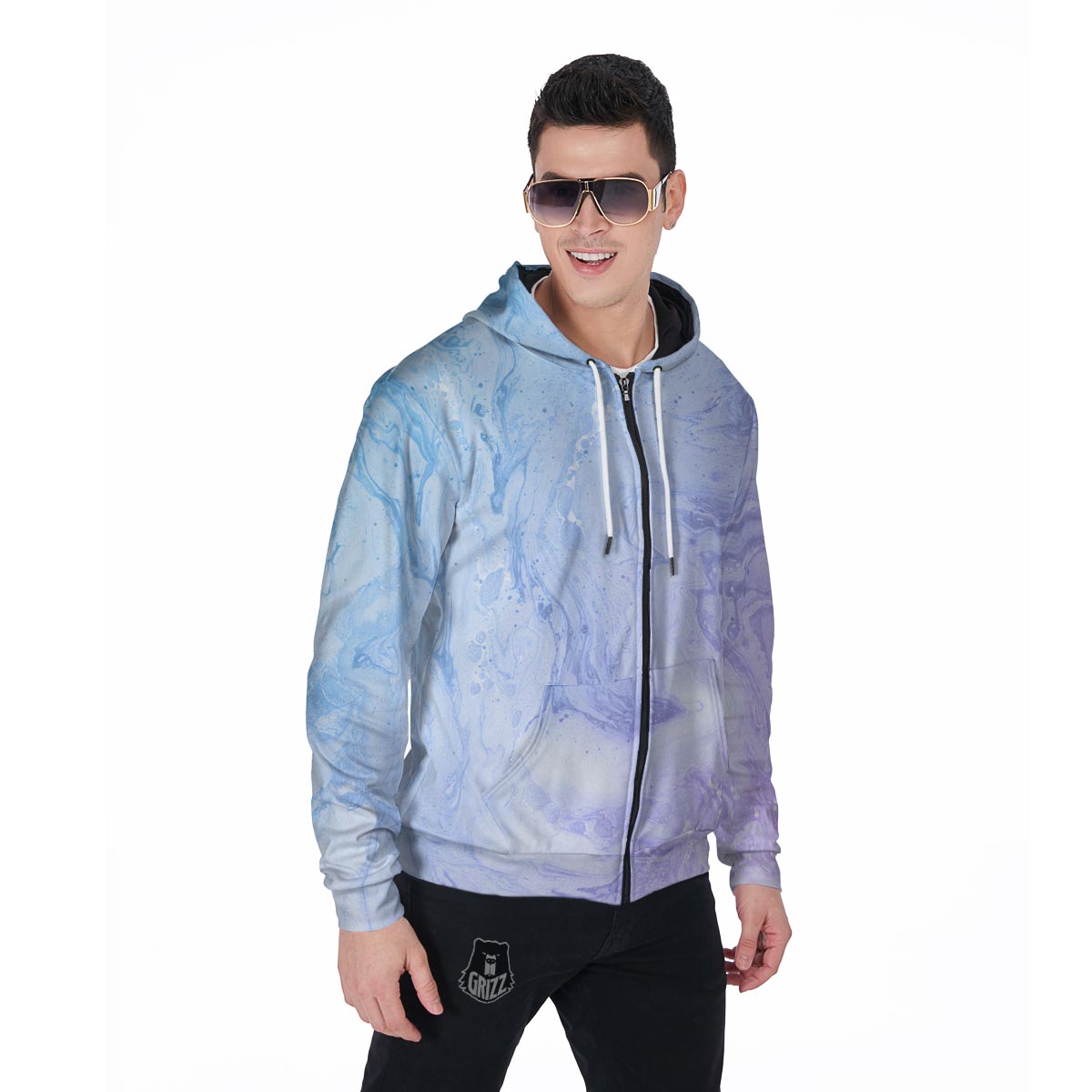 Pastel Marble Men's Zip Up Hoodie-grizzshop
