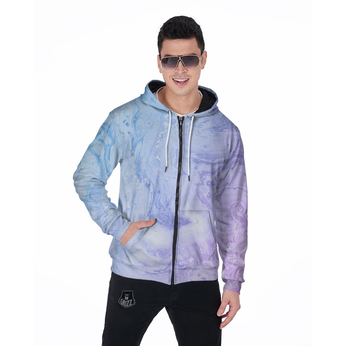 Pastel Marble Men's Zip Up Hoodie-grizzshop