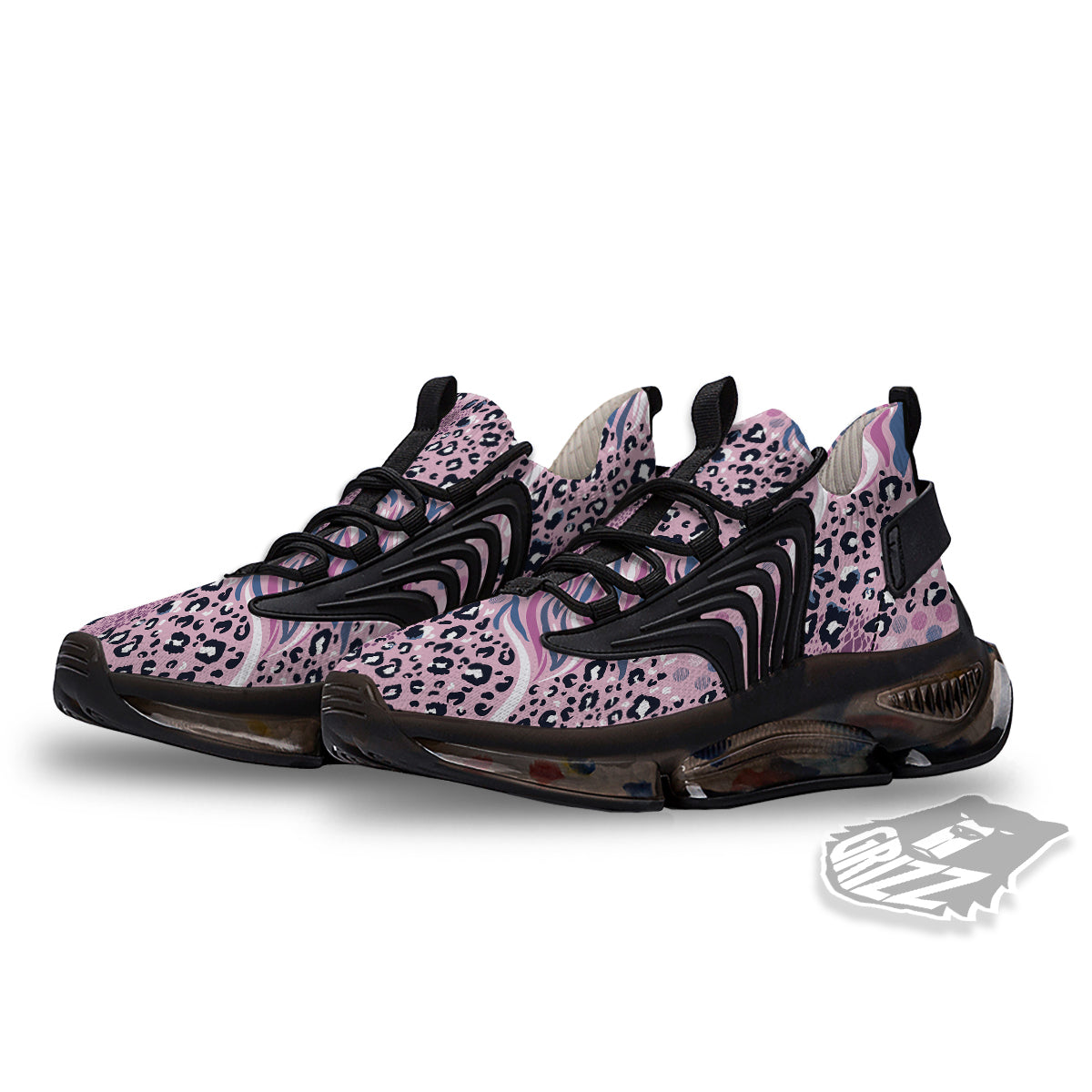 Pastel Mix Animal Skin Print Black Gym Shoes-grizzshop