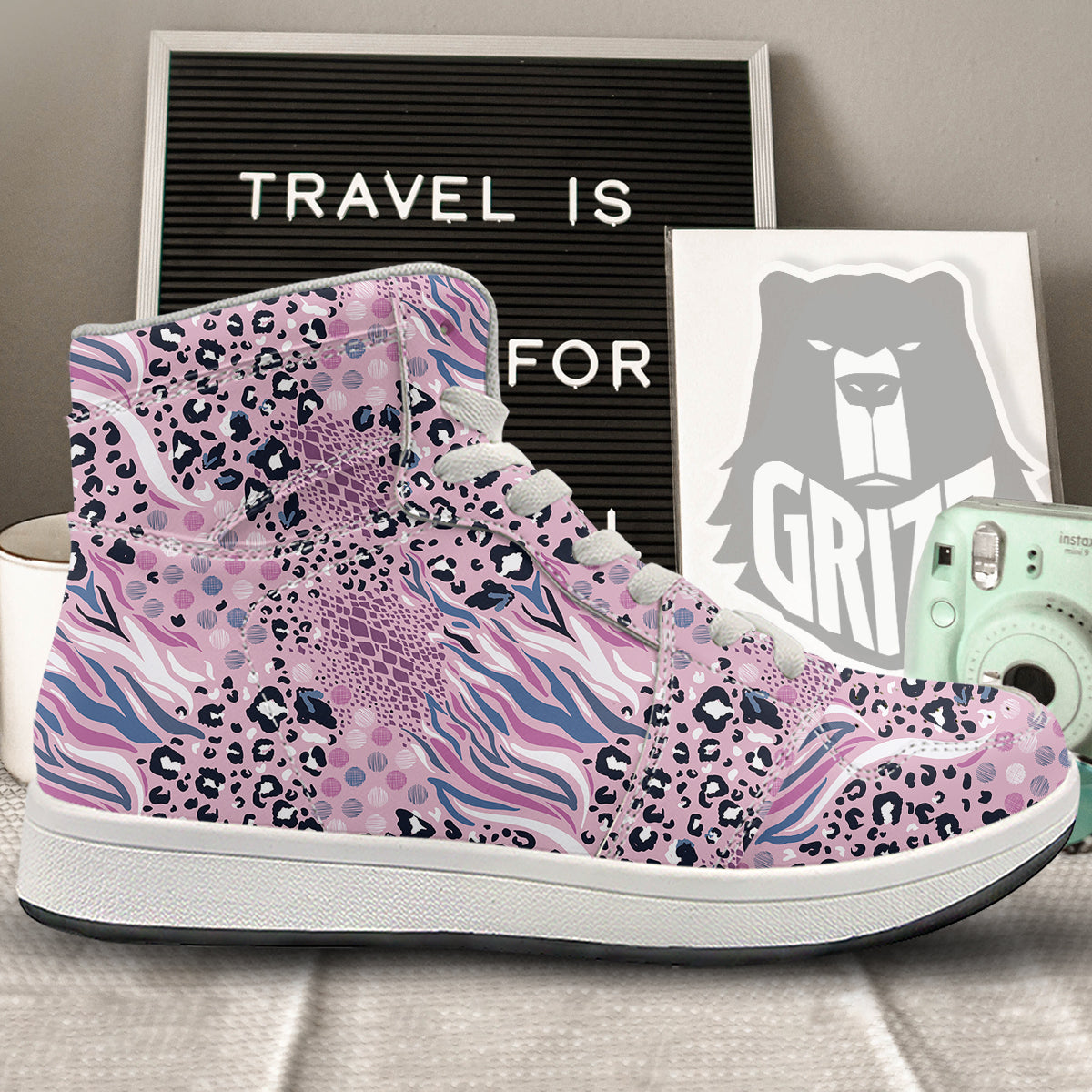 Pastel Mix Animal Skin Print High Top Sneakers-grizzshop