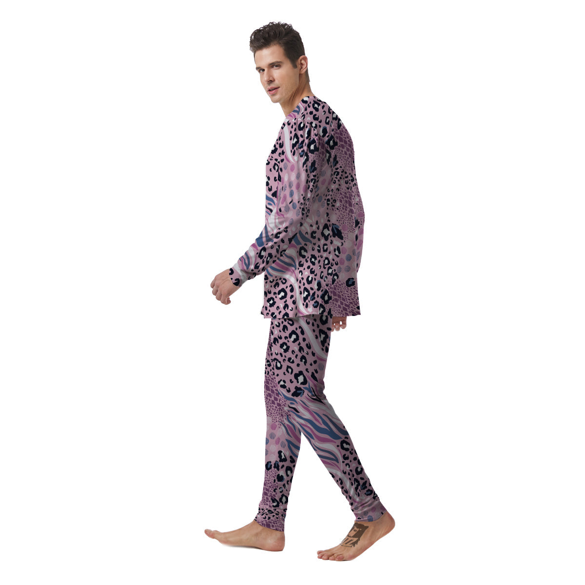 Pastel Mix Animal Skin Print Men's Pajamas-grizzshop