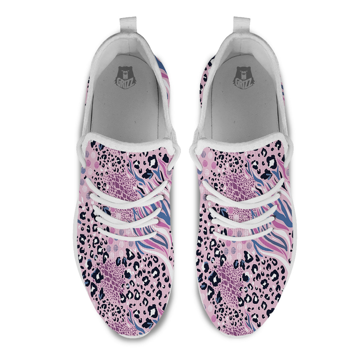 Pastel Mix Animal Skin Print White Athletic Shoes-grizzshop