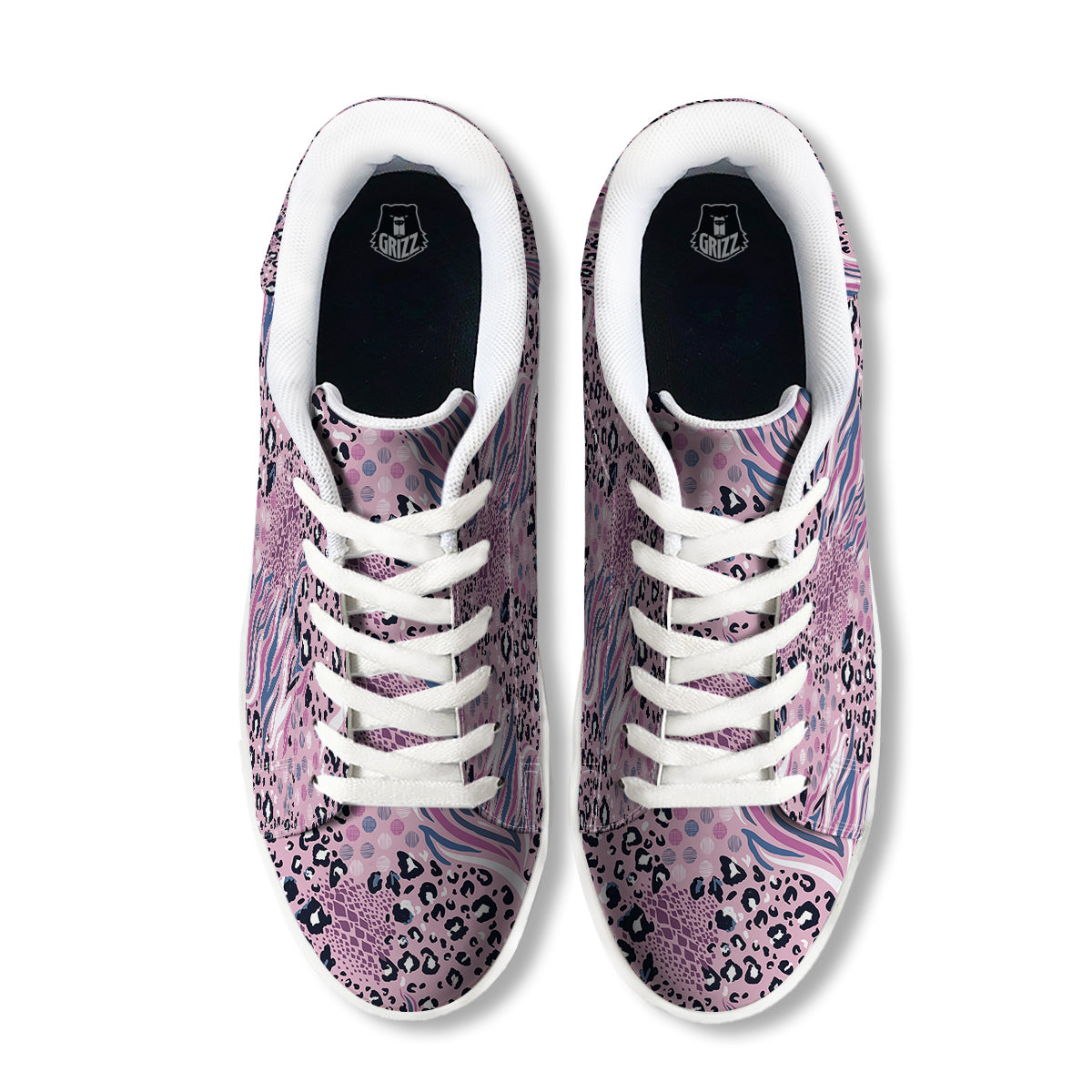 Pastel Mix Animal Skin Print White Low Top Sneakers-grizzshop